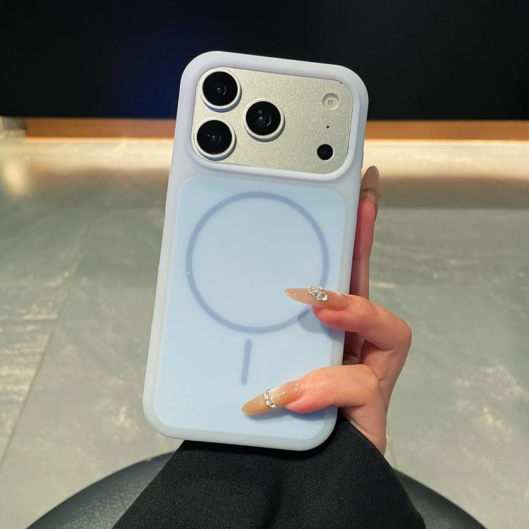 For iPhone 17 Pro Ice Cream Skin Feel Liquid Silicone Fine Circle Magnetic Phone Case(Sky Blue)