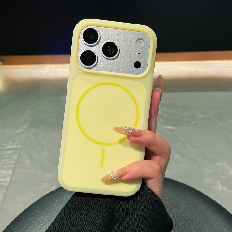 For iPhone 17 Pro Ice Cream Skin Feel Liquid Silicone Fine Circle Magnetic Phone Case(Yellow)