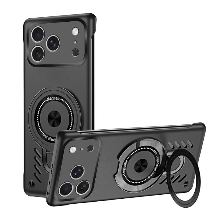 For iPhone 17 Pro Ice Sense Series Graphene Cooling MagSafe Holder Phone Case(Black)