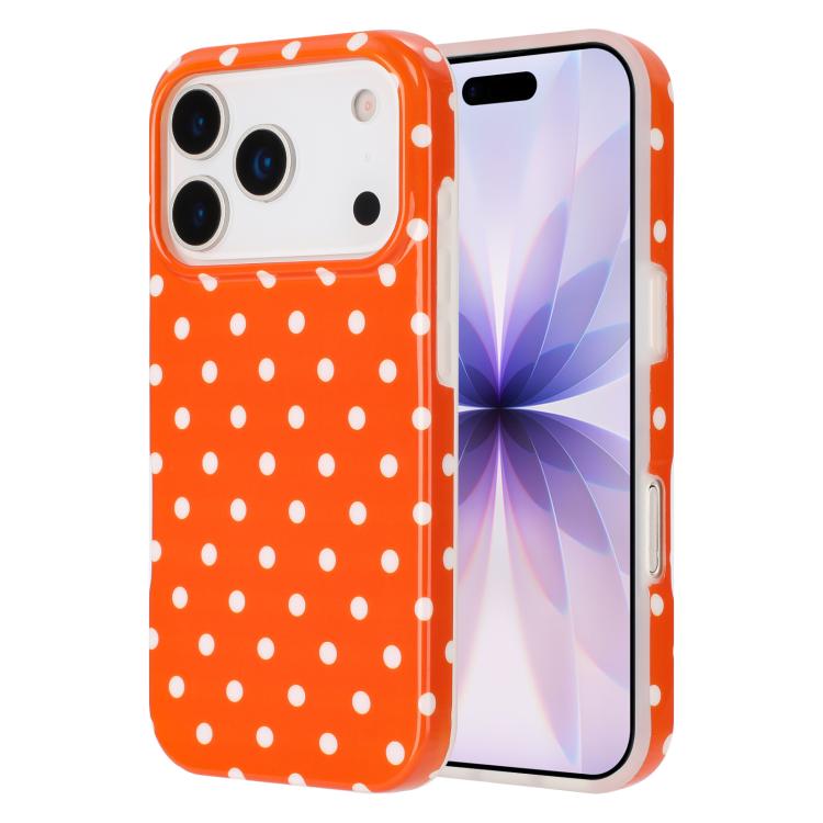 For iPhone 17 Pro IMD Colorful Dots Pattern TPU Full Coverage Phone Case(Orange)