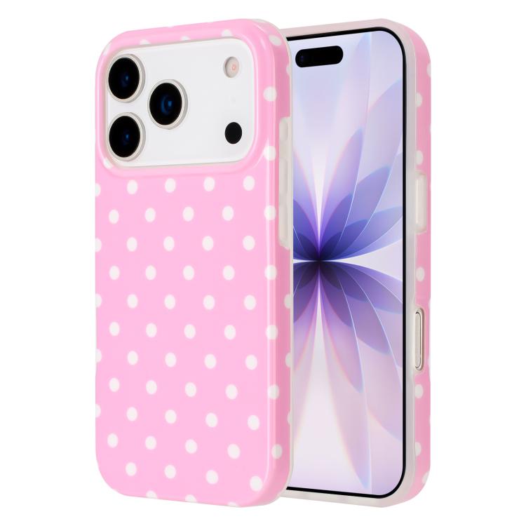 For iPhone 17 Pro IMD Colorful Dots Pattern TPU Full Coverage Phone Case(Pink)