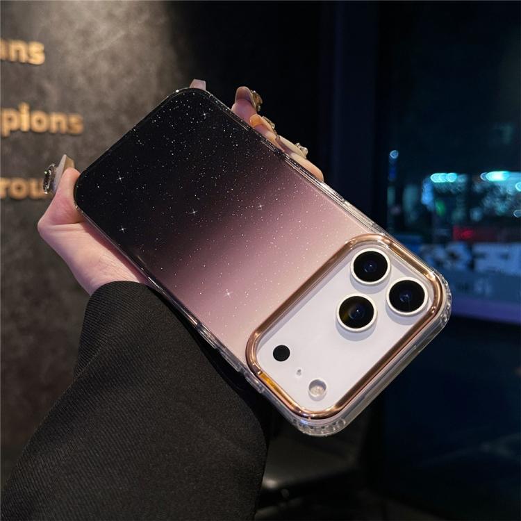 For iPhone 17 Pro IMD Gradient Glitter PC + TPU Shockproof Phone Case(Black)