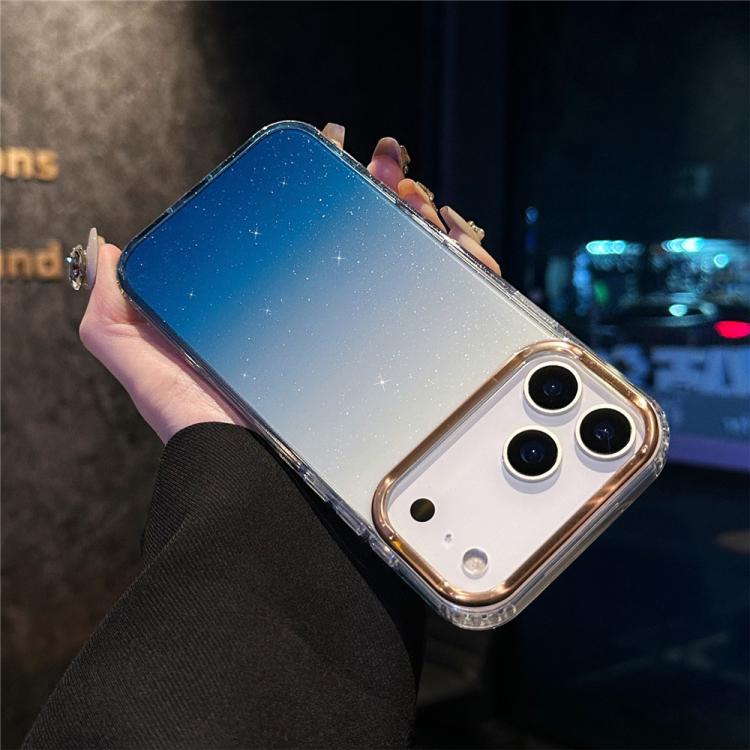 For iPhone 17 Pro IMD Gradient Glitter PC + TPU Shockproof Phone Case(Blue)