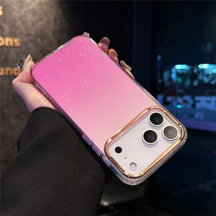 For iPhone 17 Pro IMD Gradient Glitter PC + TPU Shockproof Phone Case(Pink)