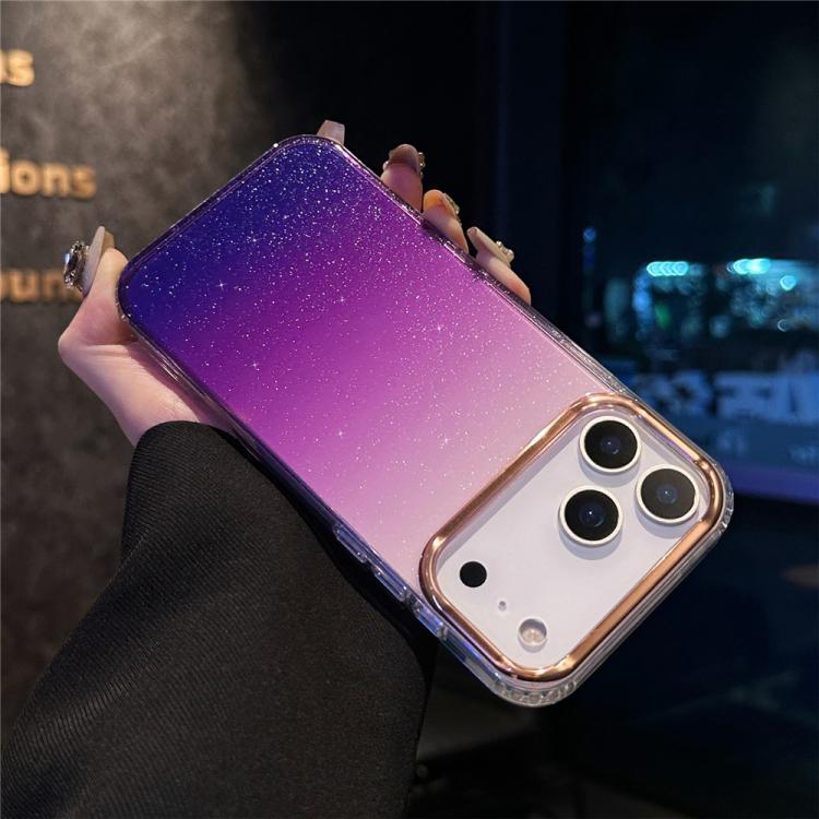 For iPhone 17 Pro IMD Gradient Glitter PC + TPU Shockproof Phone Case(Purple)