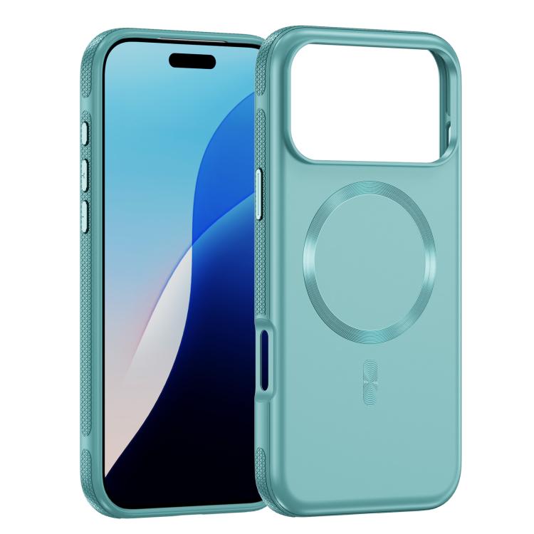 For iPhone 17 Pro Imitation Original CD Texture Magsafe PC Hybrid TPU Phone Case(Light Blue)