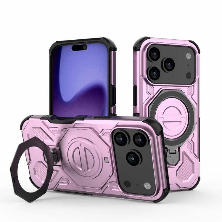For iPhone 17 Pro J-20 Solid Color MagSafe Magnetic TPU+PC Phone Case(Pink)