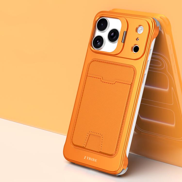 For iPhone 17 Pro J TRIBE Metal Frameless Card Slot Lens Holder Phone Case(Orange)