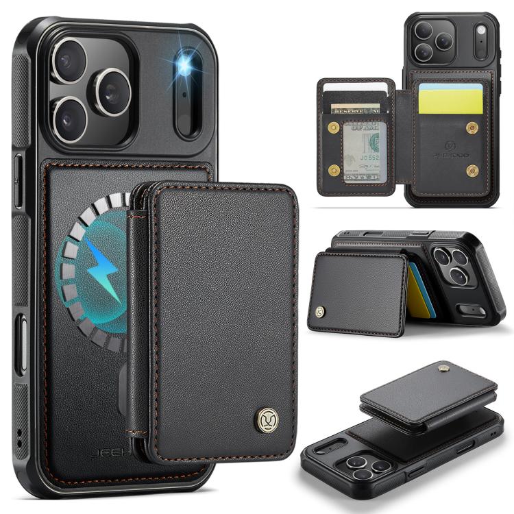 For iPhone 17 Pro JEEHOOD J05 Business Magnetic Style RFID Leather Phone Case(Black)