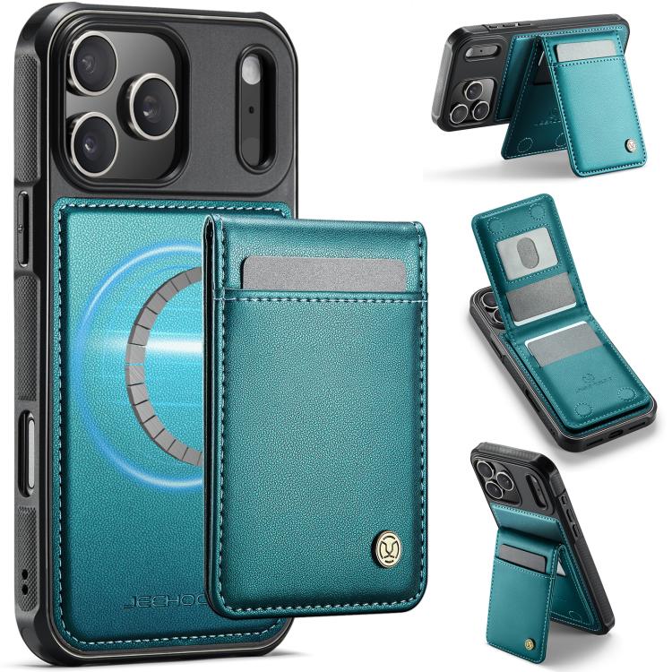 For iPhone 17 Pro JEEHOOD J06 British Style RFID MagSafe Card Bag PU Phone Case(Green)