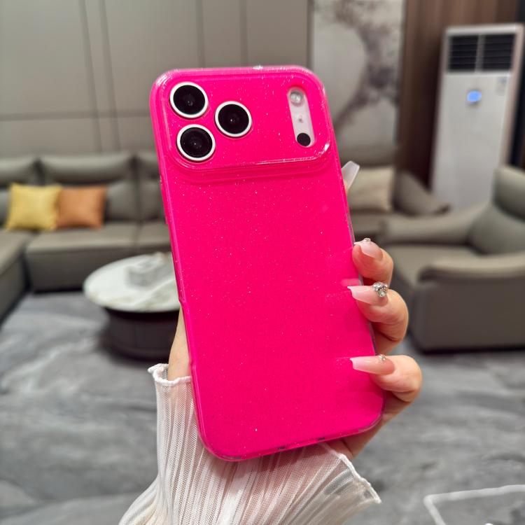 For iPhone 17 Pro Jelly Glitter Solid Color TPU Phone Case(Rose Red)