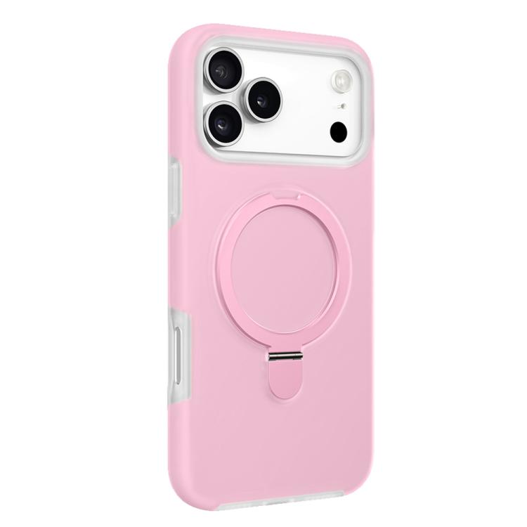 For iPhone 17 Pro Jelly Liquid Silicone MagSafe Holder Phone Case(Pink)