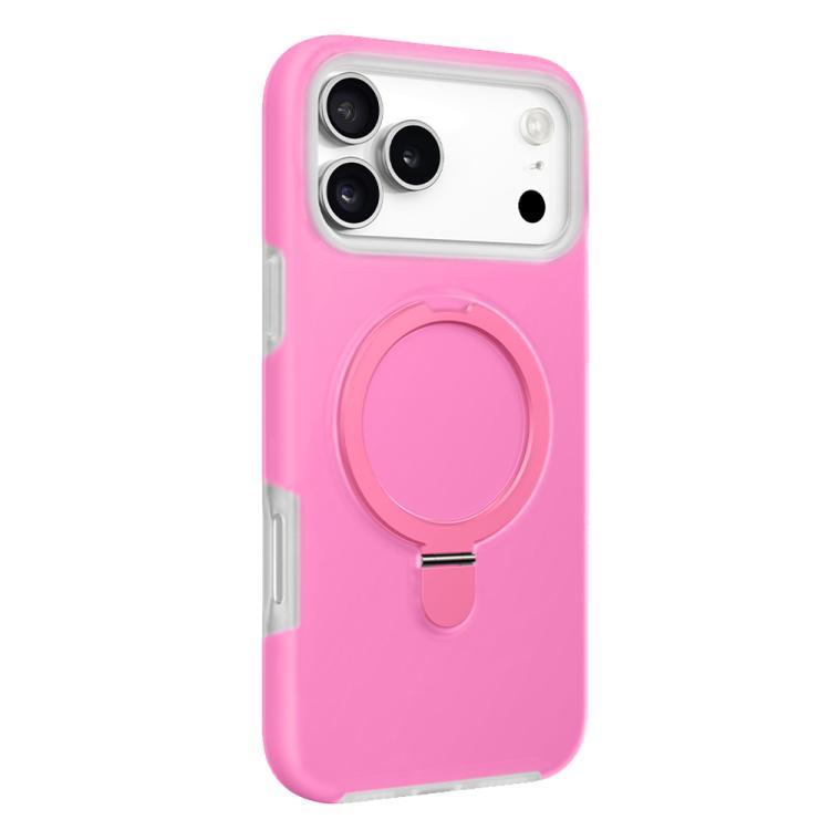 For iPhone 17 Pro Jelly Liquid Silicone MagSafe Holder Phone Case(Rose Pink)