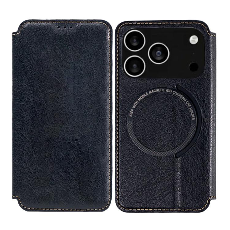 For iPhone 17 Pro Kalebol Flip Card Slot MagSafe Leather Phone Case(Black)