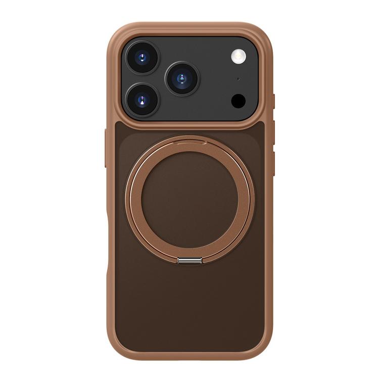 For iPhone 17 Pro Kalebol Frosted MagSafe Holder Acrylic Hybrid TPU Phone Case(Desert Gold)