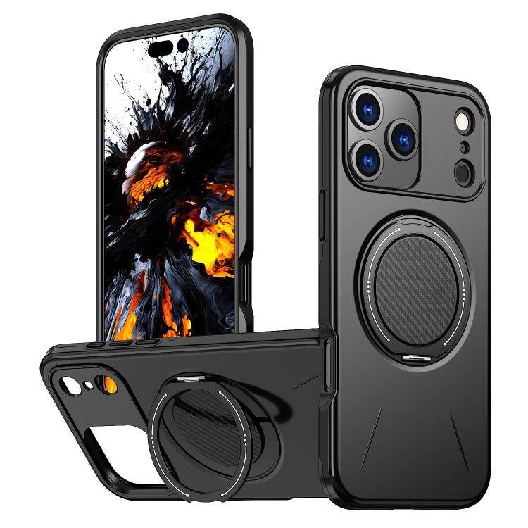 For iPhone 17 Pro Kalebol Magnetic MagSafe Rotation Holder PC Phone Case(Black)