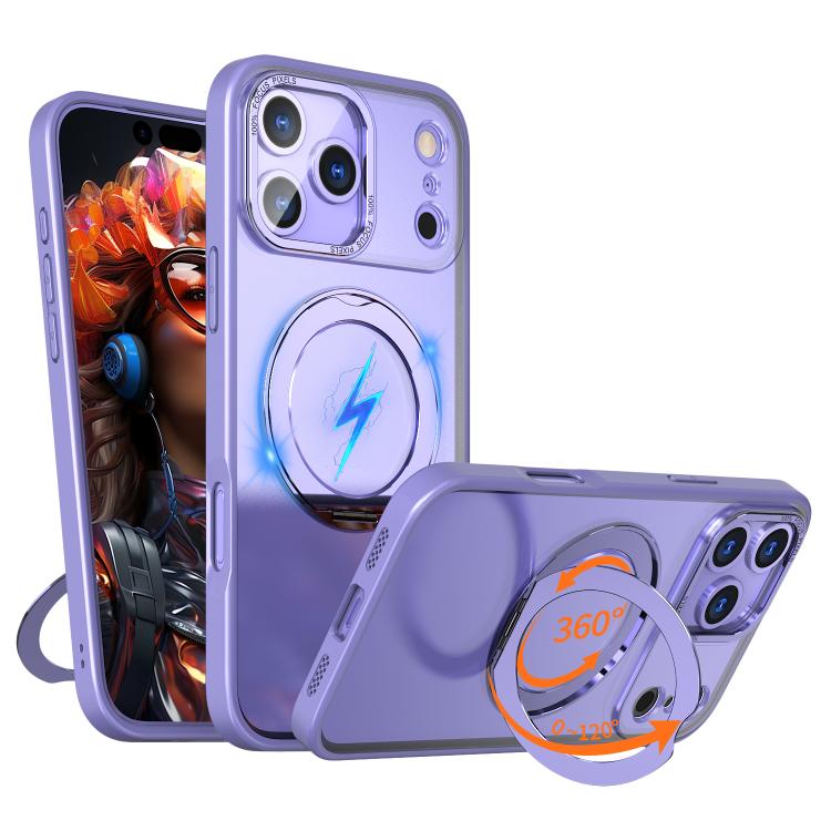 For iPhone 17 Pro kalebol MagSafe Metal Ring Holder Phone Case(Light Purple)