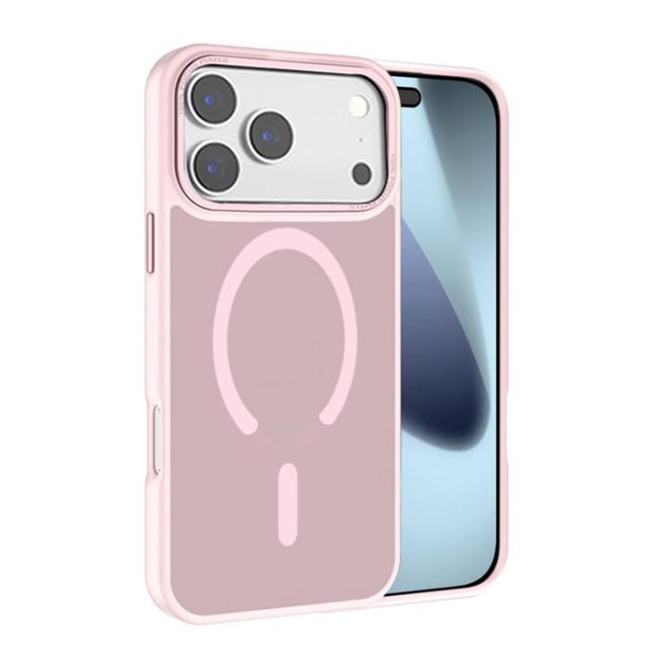 For iPhone 17 Pro Kalebol Metal Lens Frame MagSafe Frosted PC Phone Case(Pink)