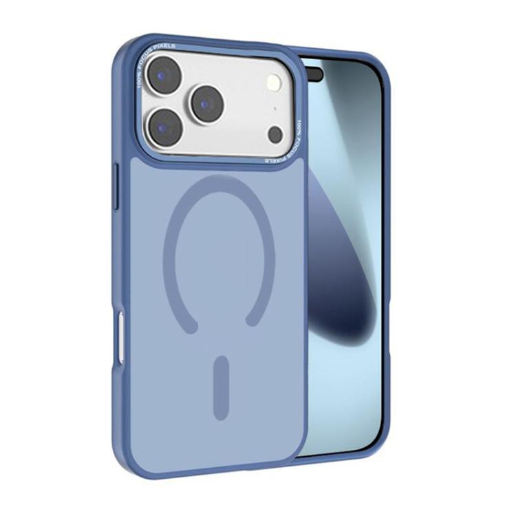 For iPhone 17 Pro Kalebol Metal Lens Frame MagSafe Frosted PC Phone Case(Sierra Blue)