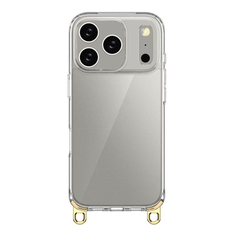 For iPhone 17 Pro Kalebol Minimalist High Transparency Multi Color Lanyard Hole Phone Case(Gold)