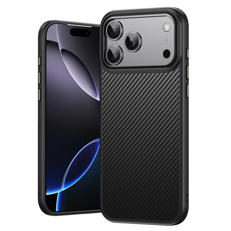 For iPhone 17 Pro Kevlar Fiber Texture Shockproof Magnetic Phone Case(Black)