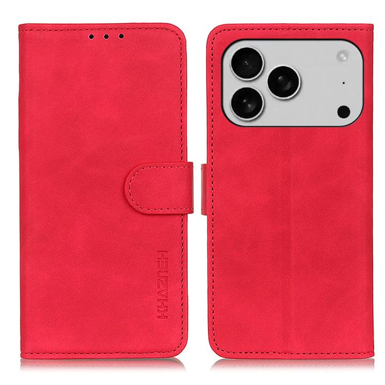For iPhone 17 Pro KHAZNEH Retro Texture Leather Phone Case(Red)