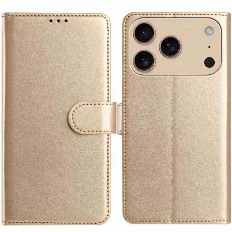 For iPhone 17 Pro Lambskin 8-card Slot Leather Phone Case(Gold)