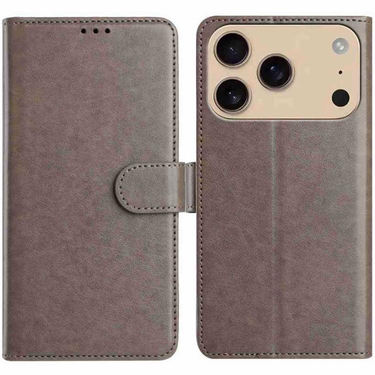 For iPhone 17 Pro Lambskin 8-card Slot Leather Phone Case(Grey)
