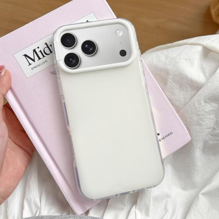 For iPhone 17 Pro Large Camera Frame Vibrant Jelly Color TPU + IMD Phone Case(White)