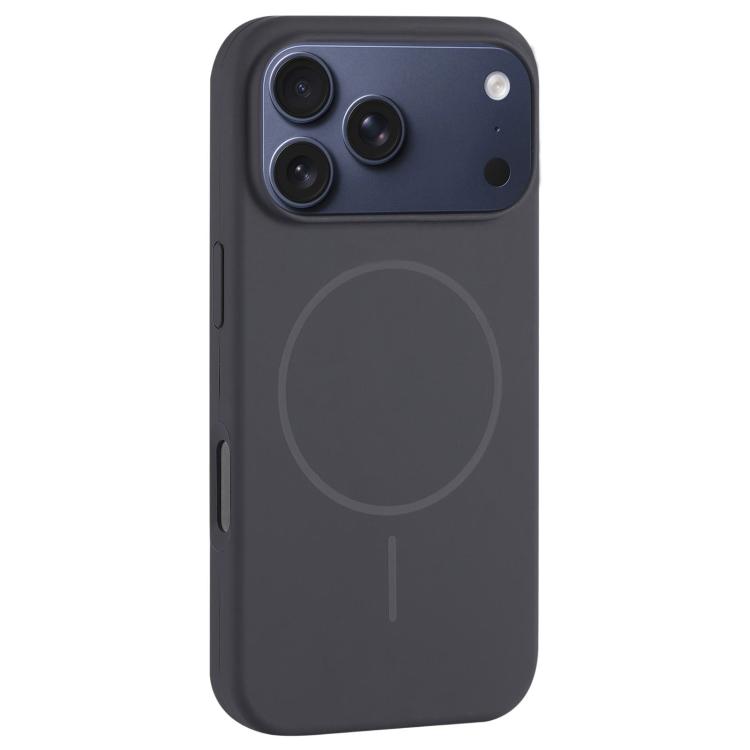 For iPhone 17 Pro Large Hole Camera MagSafe Liquid Silicone Full Coverage Phone Case(Carbon Gray Black)