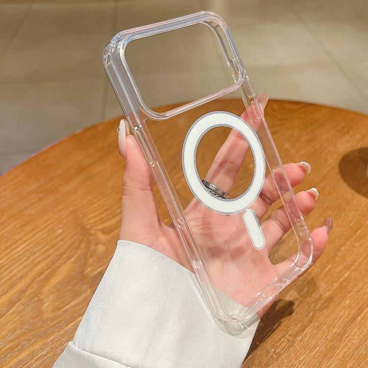 For iPhone 17 Pro Large Hole Camera MagSafe Magnetic Clear Acrylic TPU Case(Transparent)