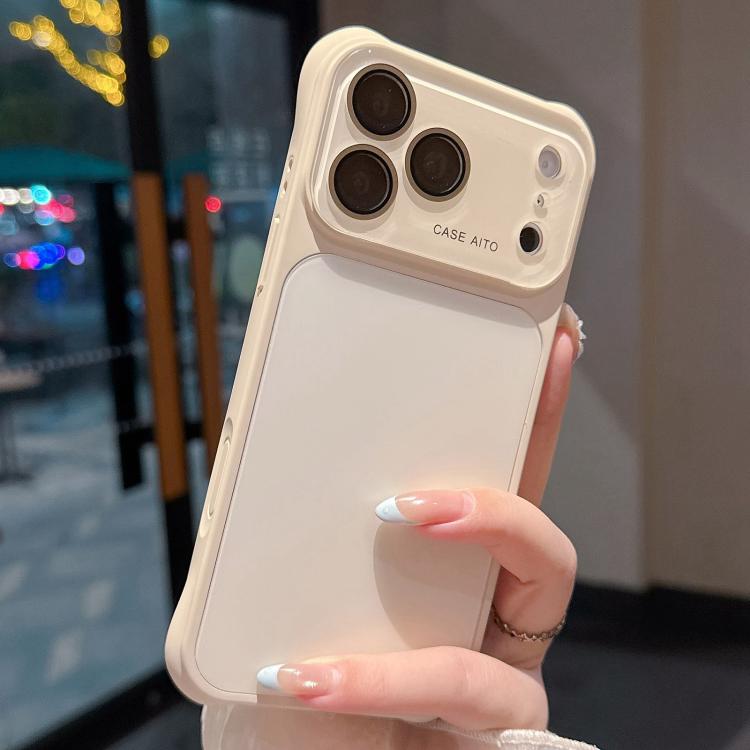 For iPhone 17 Pro Large Window Four-Corner Airbag Gradient Phone Case with Lens Film(White)