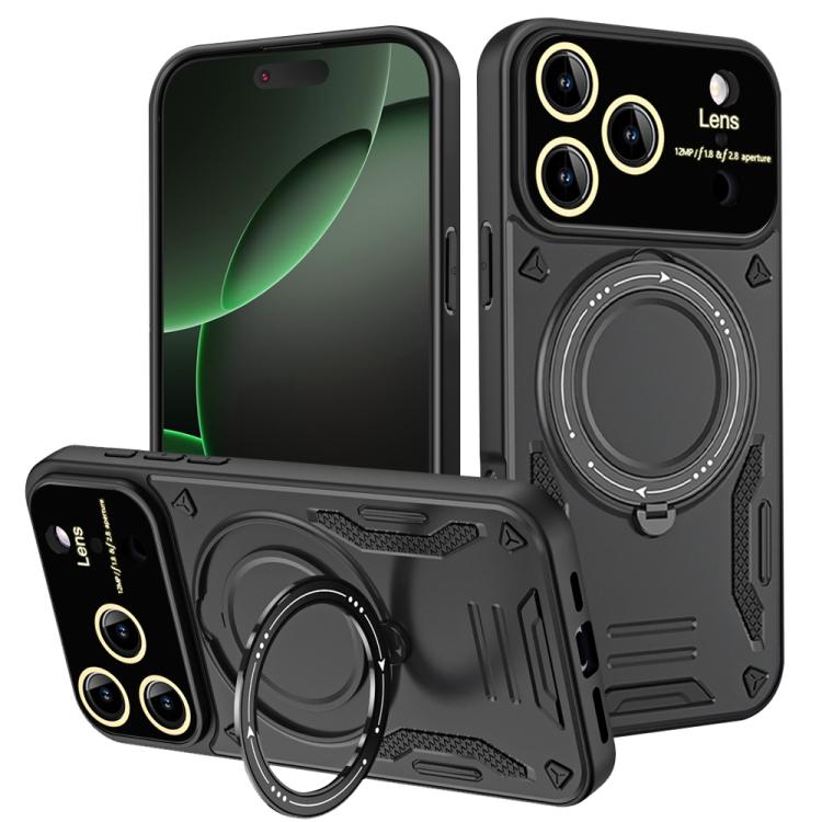 For iPhone 17 Pro Large Window MagSafe Holder Phone Case(Black)