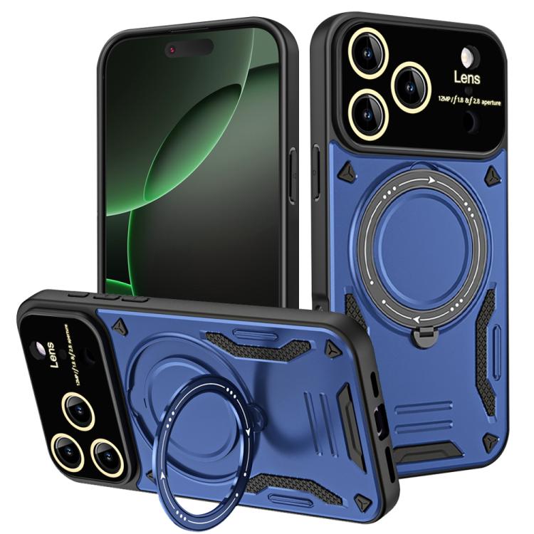 For iPhone 17 Pro Large Window MagSafe Holder Phone Case(Blue)