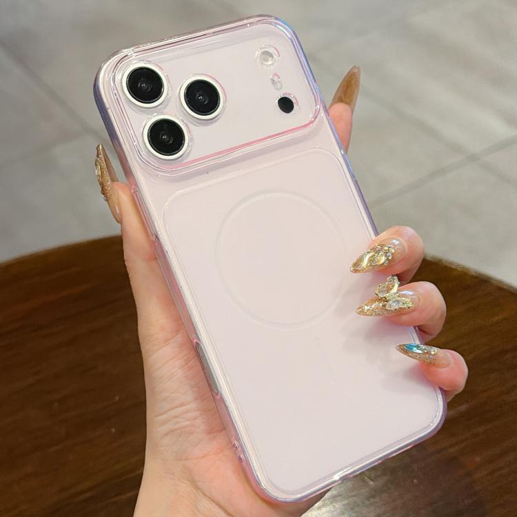For iPhone 17 Pro Large Window Precision Hole Translucent Frosted TPU Phone Case(Pink)