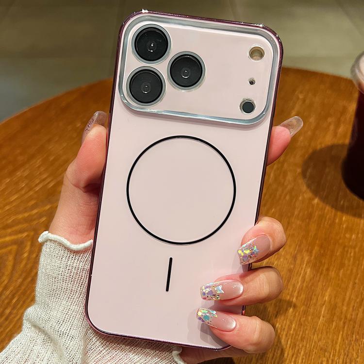 For iPhone 17 Pro Laser Large Hole Camera Frame Fine Ring Magsafe Phone Case(Pink)