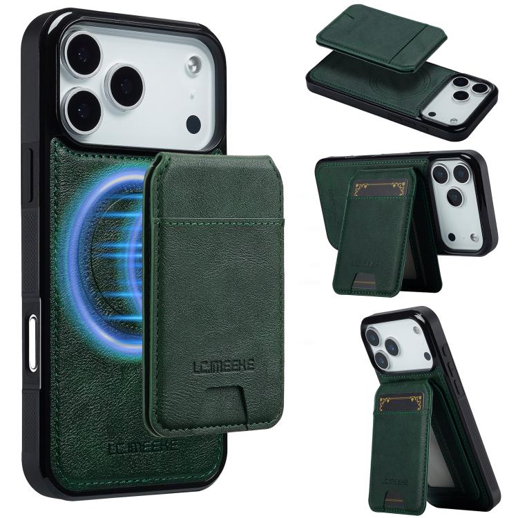 For iPhone 17 Pro LC.IMEEKE L3 Series Detachable RFID Card Bag Magsafe Phone Case(Green)