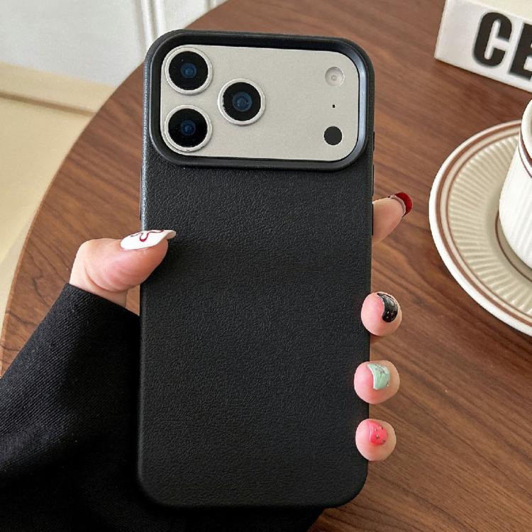 For iPhone 17 Pro Leather Texture TPU Full Coverage Phone Case(Black)