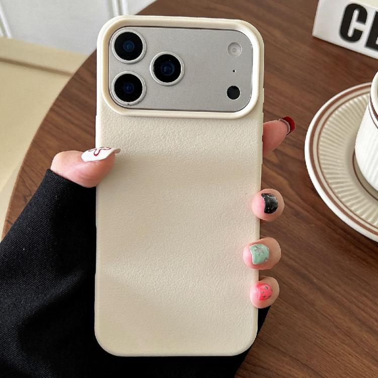 For iPhone 17 Pro Leather Texture TPU Full Coverage Phone Case(White)