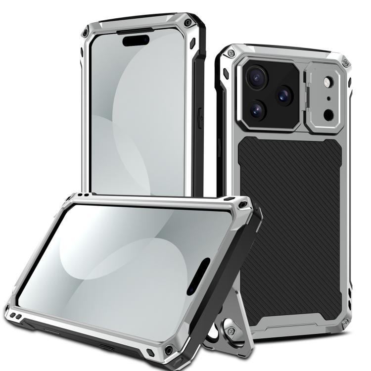 For iPhone 17 Pro Lens Holder Metal IP54 Life Waterproof Three-proof MagSafe Phone Case(Silver)