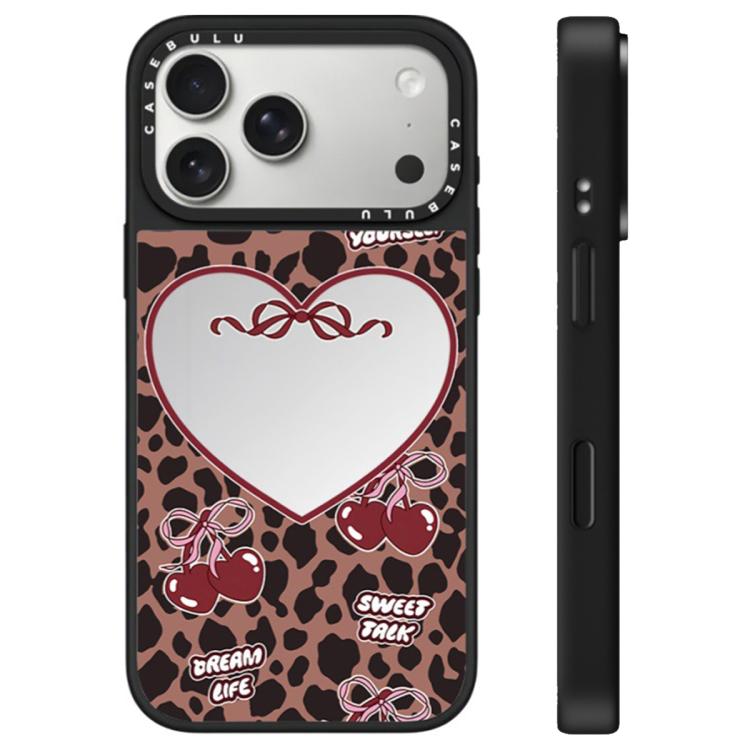 For iPhone 17 Pro Leopard Cherry Series Pattern Camera Control Button Mirror Phone Case(Cherry Leopard)