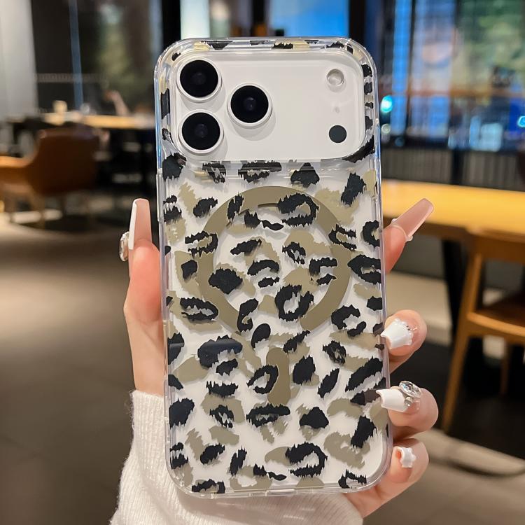 For iPhone 17 Pro Leopard MagSafe Dual-side Laminating IMD Phone Case(Black Brown)