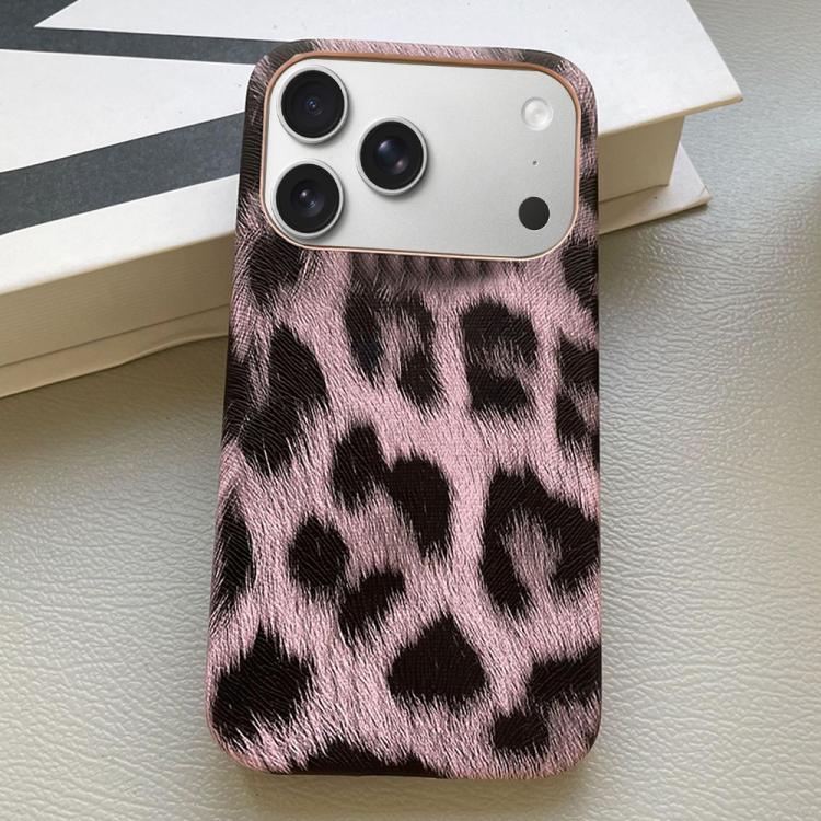 For iPhone 17 Pro Leopard Print Leather-Textured PU Phone Case(Purple)