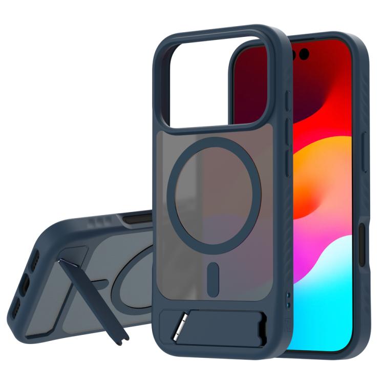 For iPhone 17 Pro LeReach Le-Chic Series Integrated Hidden Kickstand Magnetic Phone Case(Blue)