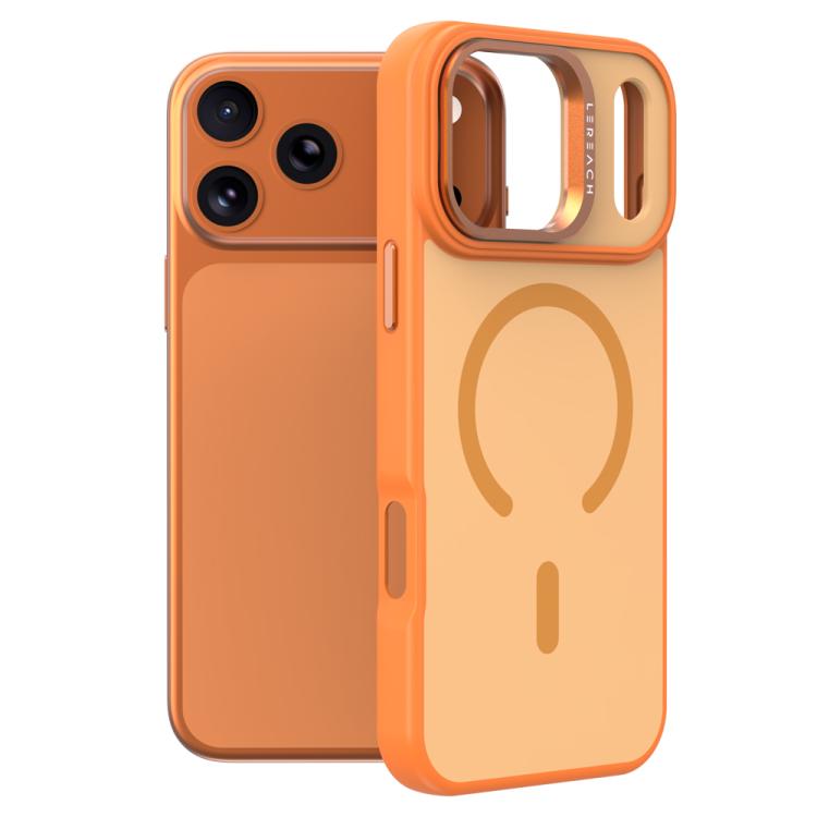 For iPhone 17 Pro LeReach Le-Luster Series Metal Lens Kickstand Magnetic Phone Case(Orange)