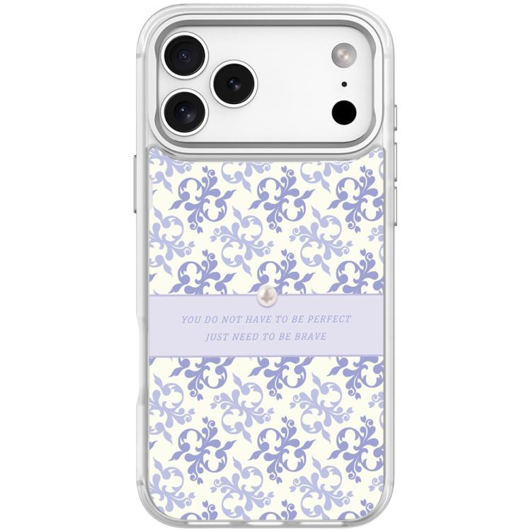 For iPhone 17 Pro Light Purple Flower Pattern Magnetic Phone Case(Transparent White)