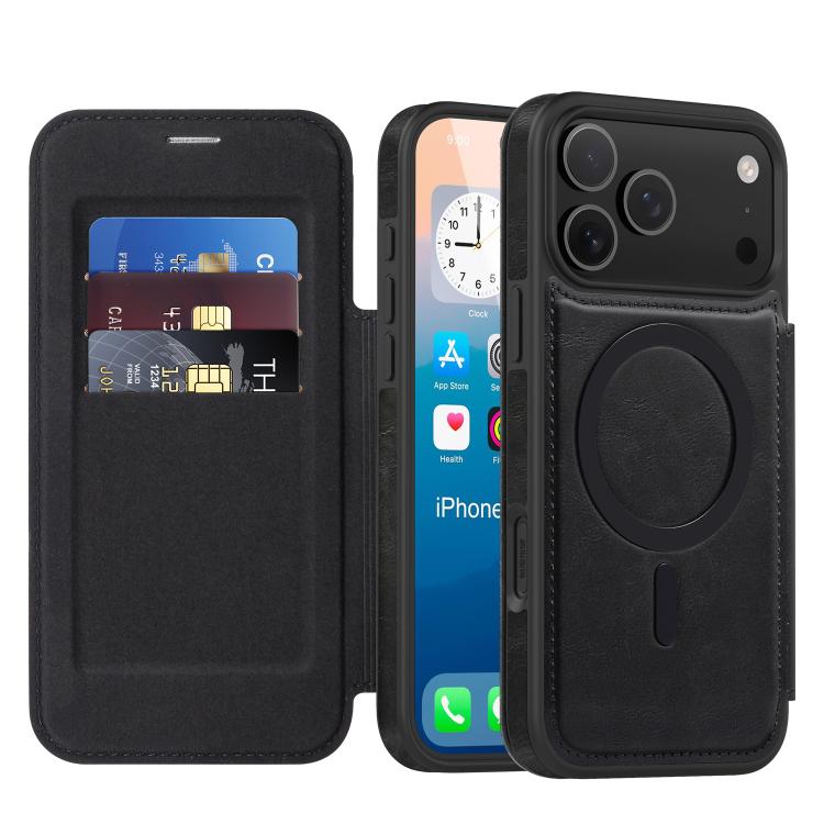 For iPhone 17 Pro Linton MagSafe Leather Phone Case(Black)