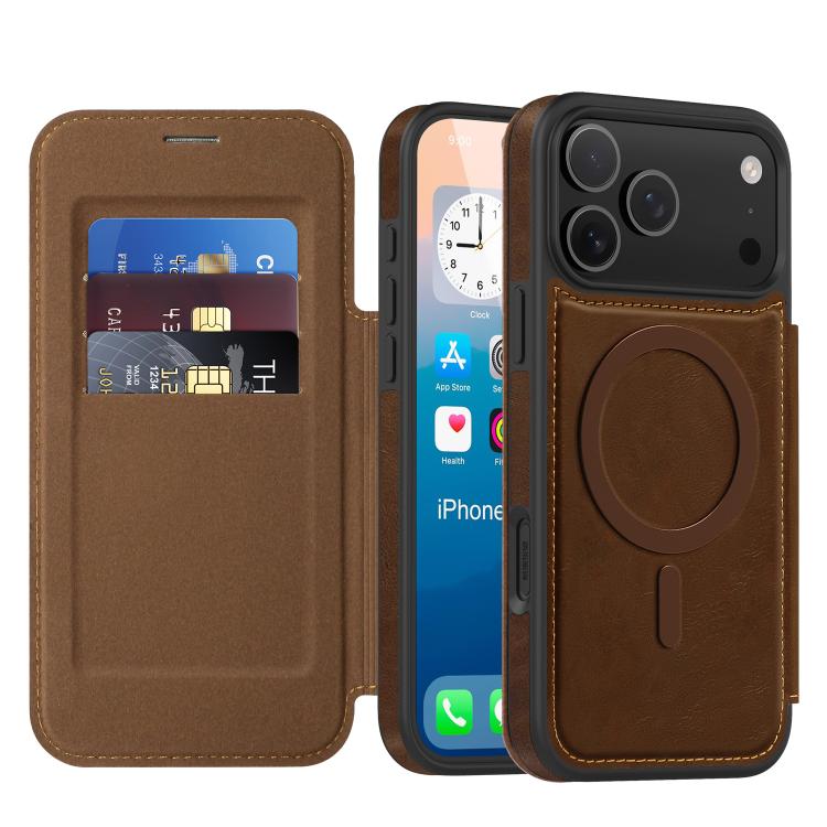 For iPhone 17 Pro Linton MagSafe Leather Phone Case(Coffee)