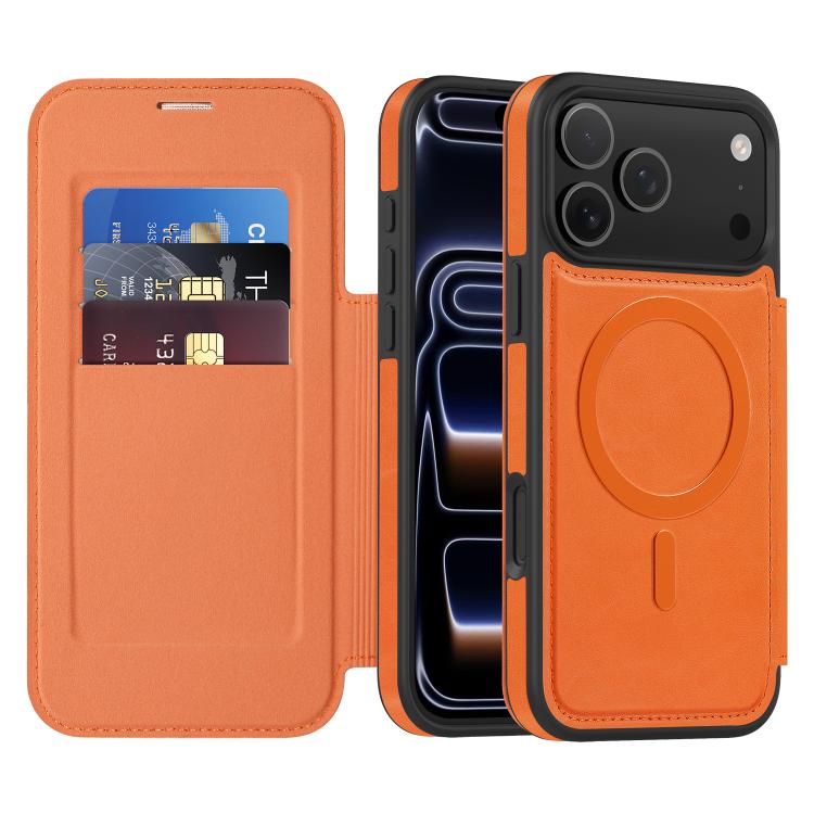 For iPhone 17 Pro Linton MagSafe Leather Phone Case(Orange)