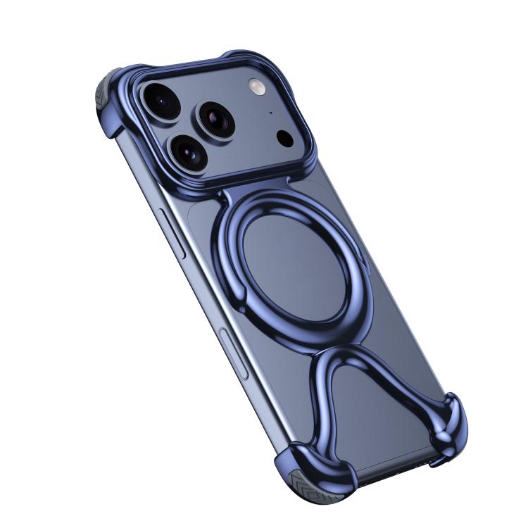 For iPhone 17 Pro Liquid Plating PC Hollow MagSafe Phone Case(Blue)